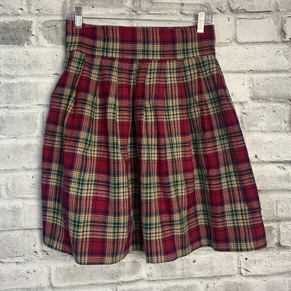 Vintage Y2K Pleated Plaid Handmade Academia Swing Skirt - Picture 4 of 10